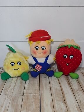 Vintage Del Monte Strawberry, Pear, & Scarecrow Plush